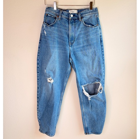 Abercrombie & Fitch Denim - Abercrombie & Fitch The 80"s Mom High Rise Wide Leg Distressed Jeans 28